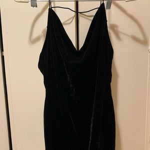 Black Velvet Cowl Neck Dress